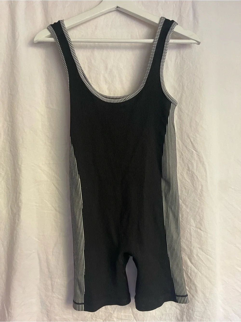 Activewear Sculpting Striped One Piece Bodysuit Size S Sporty Yoga Athletic